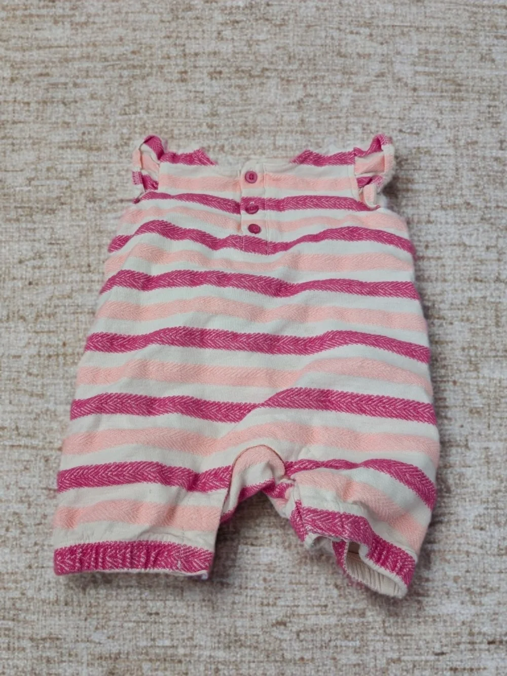 Cotton On Striped Pink & Cream Baby Romper with Button Front Size 3/6 Months